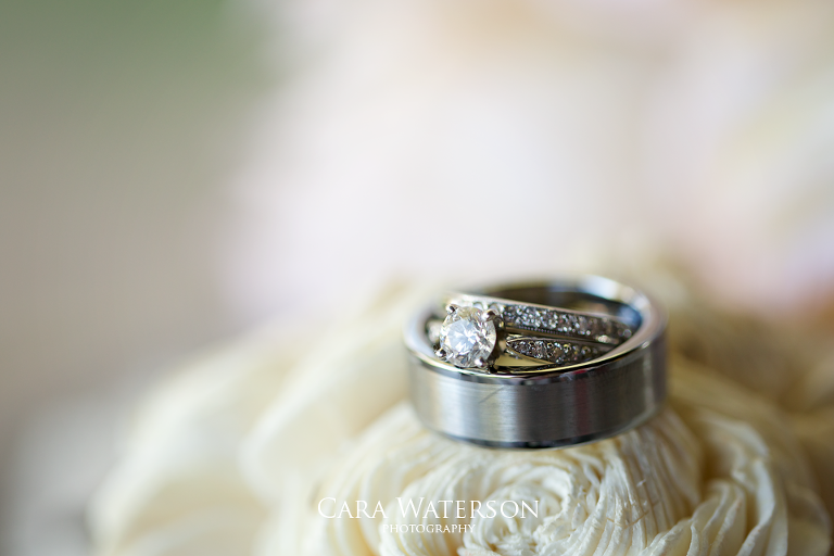 wedding rings on roses