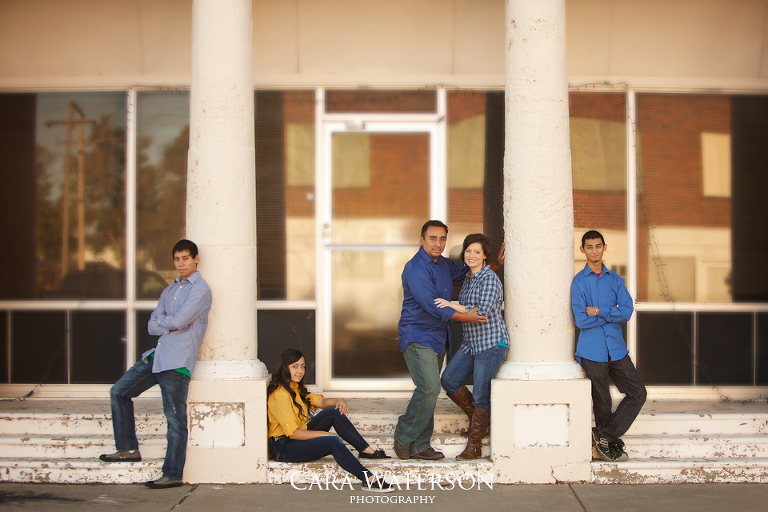 family on steps