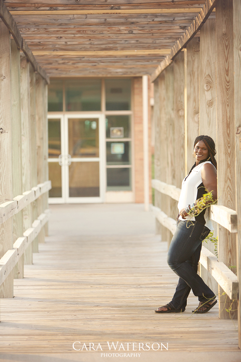 woman on a bridge