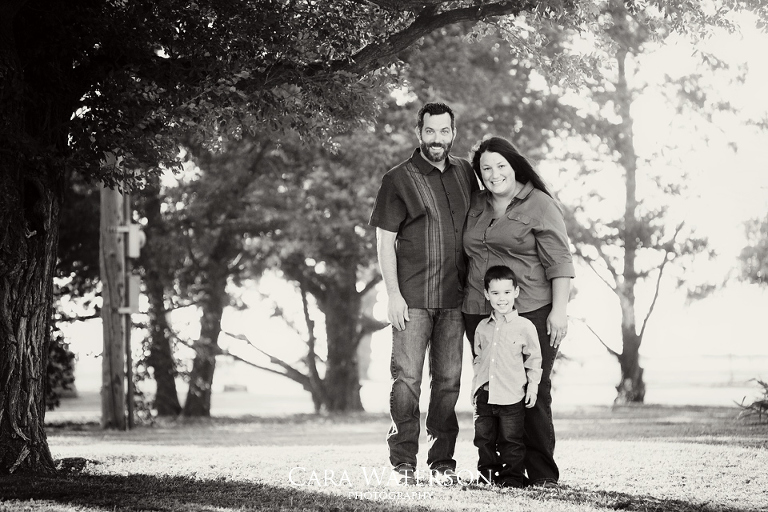 family of three black and white